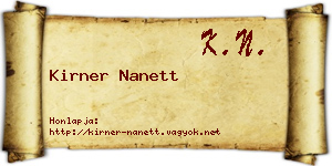 Kirner Nanett névjegykártya